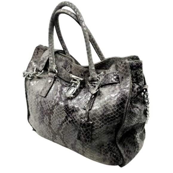 MICHAEL KORS~Hamilton~SPECIAL EDITION GRAY PYTHON LEATHER LARGE SATCHEL BAG - Picture 2 of 5
